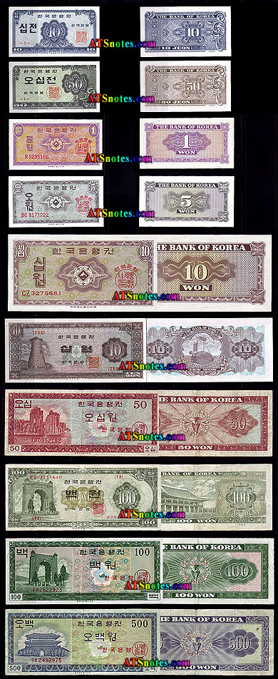 Korea South banknotes - South Korea paper money catalog and South Korean  currency history