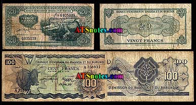 RWANDA - SET / LOT de 6 PIECES - 1 5 10 20 50 100 Francs - 2003 / 2011